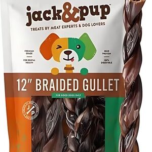 JACK & PUP 12" BRAIDED GULLET PREMIUM DOG TREATS 5 COUNT BRAND NEW